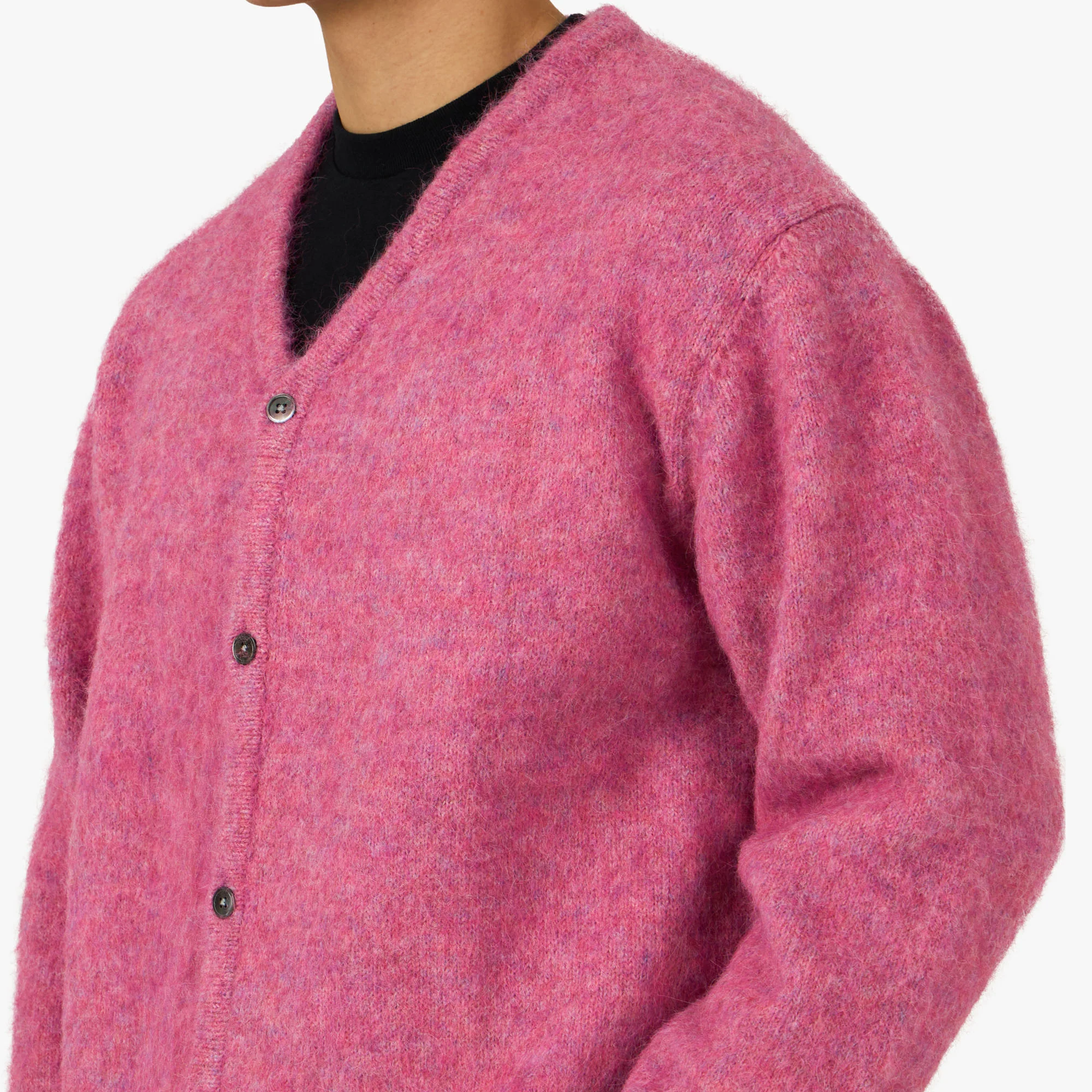 thisisneverthat Hairy Knit Cardigan Pink - Image 4