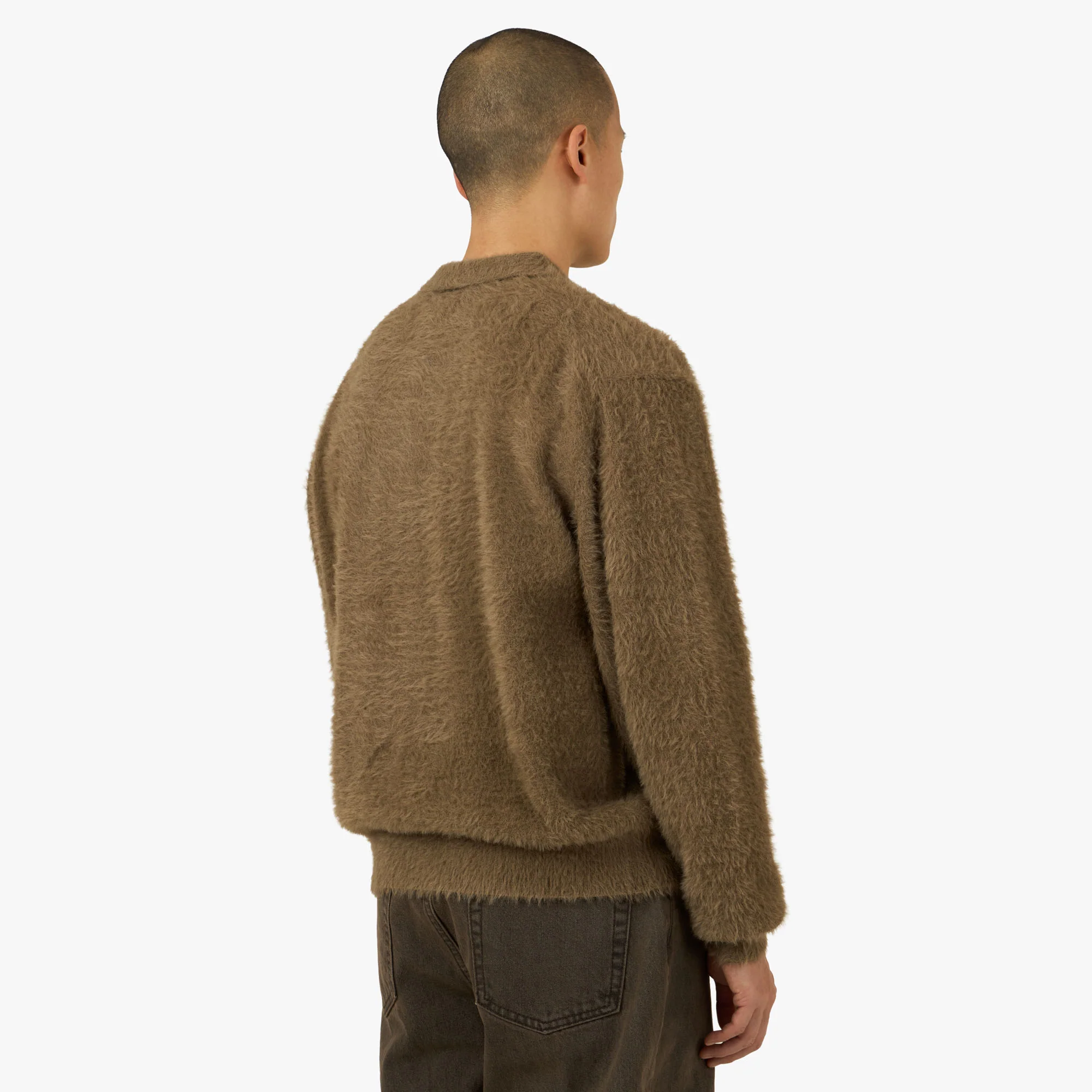 thisisneverthat SCT-Logo Shaggy Knit Polo Mud - Image 3
