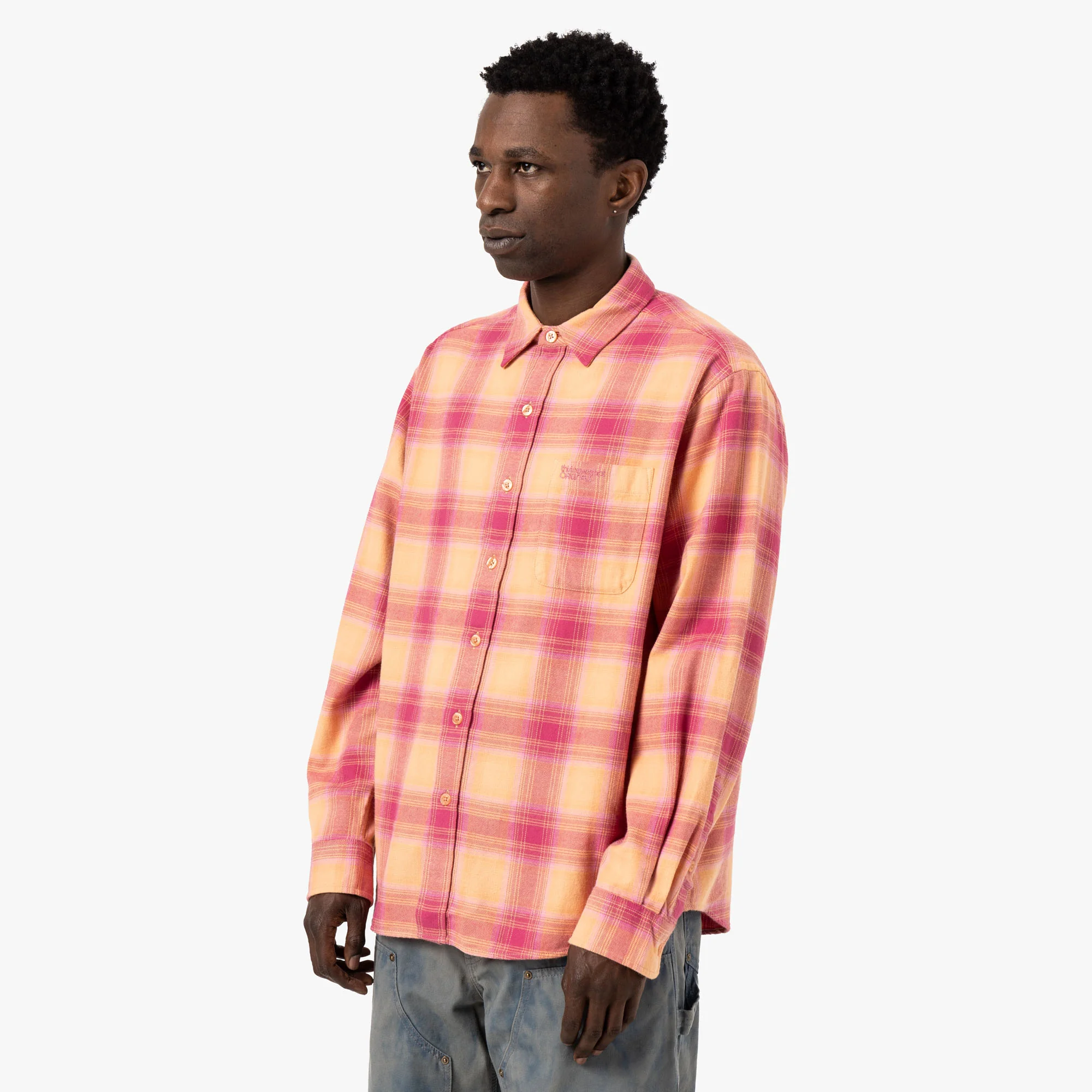 thisisneverthat Shadow Plaid Flannel Shirt / Pink - Image 2